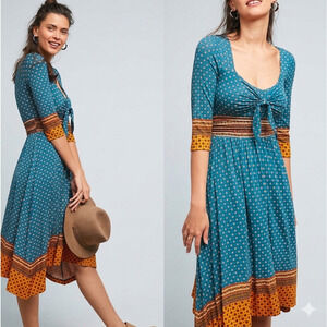 Anthropologie Maeve Midi Small Boho Half Sleeve Dress